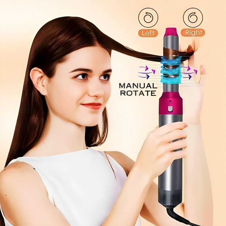 5 in 1 Multifunctional Hair Dryer Styling Tool, Detachable 5-in-1 Multi-Head Hot Air Comb, The Negative Ion Automatic Suction Hair Curler