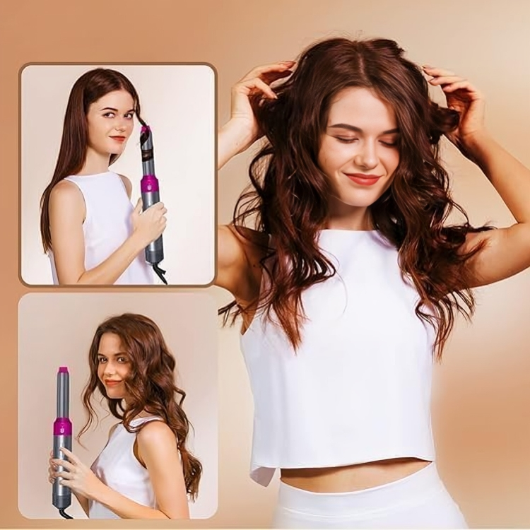 5 in 1 Multifunctional Hair Dryer Styling Tool, Detachable 5-in-1 Multi-Head Hot Air Comb, The Negative Ion Automatic Suction Hair Curler