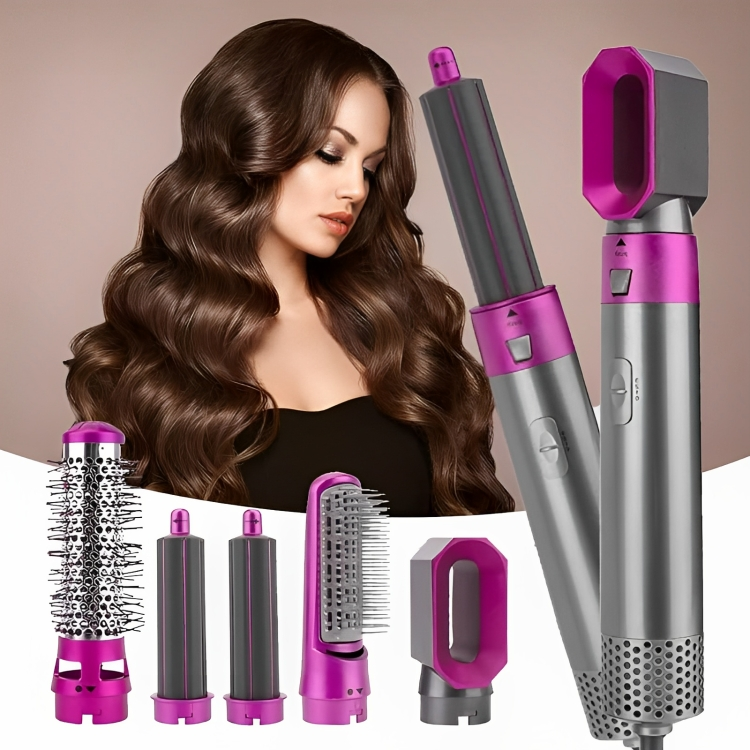 5 in 1 Multifunctional Hair Dryer Styling Tool, Detachable 5-in-1 Multi-Head Hot Air Comb, The Negative Ion Automatic Suction Hair Curler