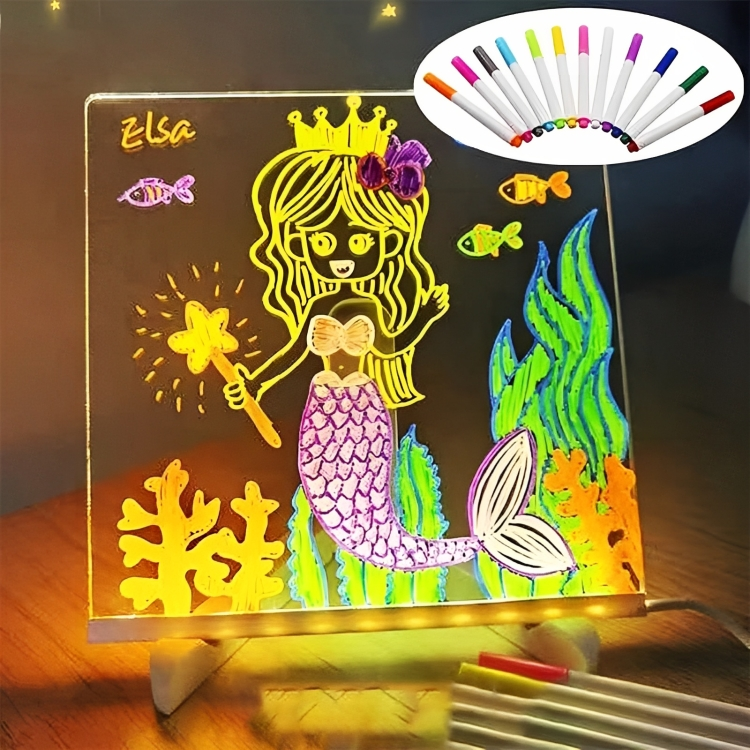 3D LED Light Glass Acrylic Writing pad { 15cm x 15cm }