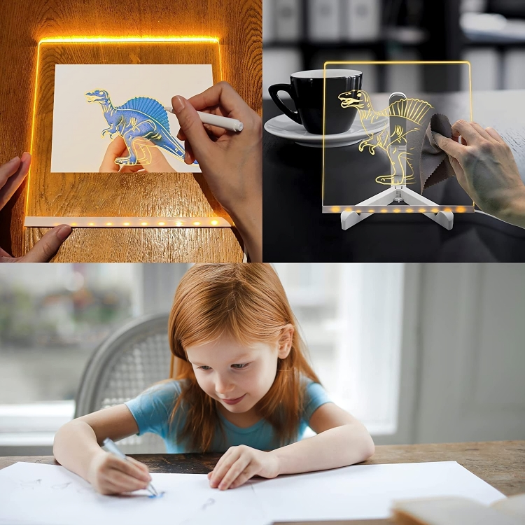 3D LED Light Glass Acrylic Writing pad { 15cm x 15cm }