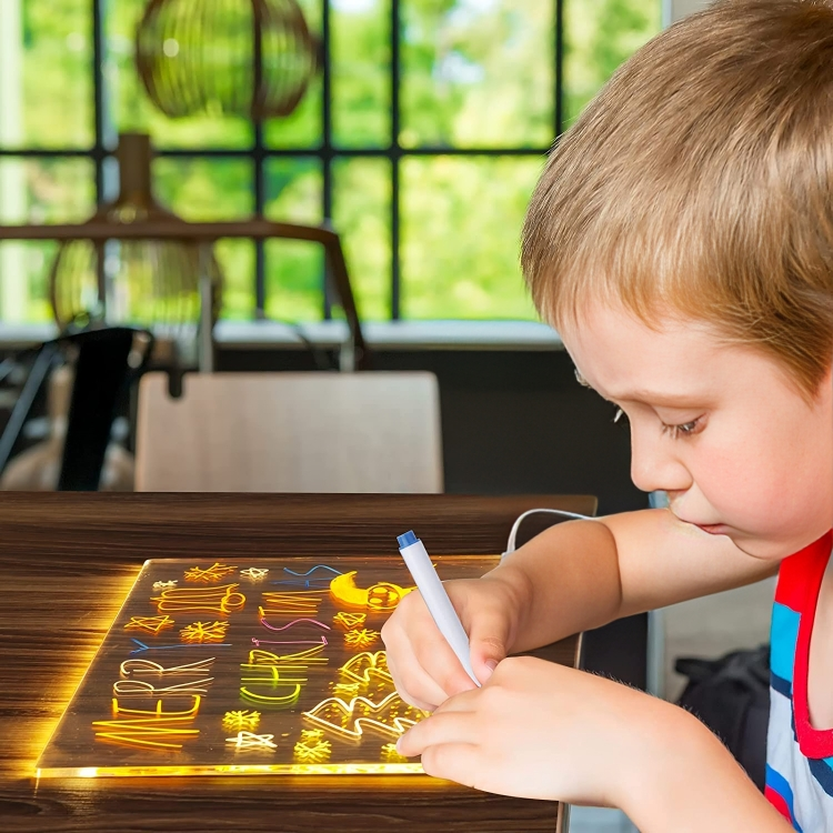 3D LED Light Glass Acrylic Writing pad { 15cm x 15cm }